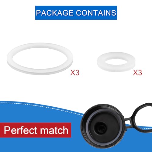 6pcs Stainless Steel Water Bottle Gasket Replacement for DRINCO 14/18/22/32/40/64oz, Silicone Spout Lid Sealing Rings & Water Bottle Spout Lid Gaskets for DRINCO Chug Lids