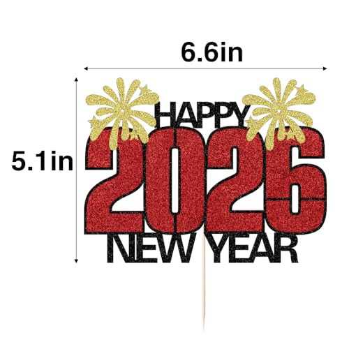 Happy New Year 2026 Cake Topper Star Eve Party Decoration Supplies