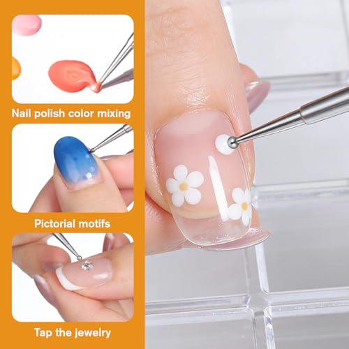 5 Pcs Double-Sided Nail Dotting Tool Stainless Steel Ball Pens