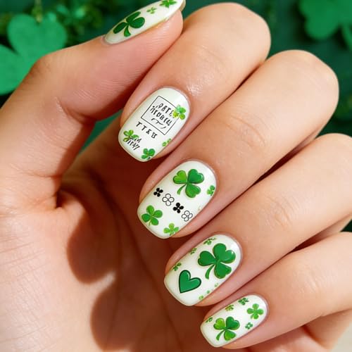 St. Patrick's Day 3D Shamrock Nail Stickers Green Clover Decals 4 Sheets