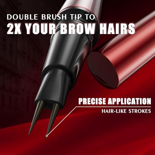 Essorall 2-in-1 Eyebrow Pen with Micro-Fork Tip & Fine Tip, Waterproof Microblading Brow Pencil with Brush, Black