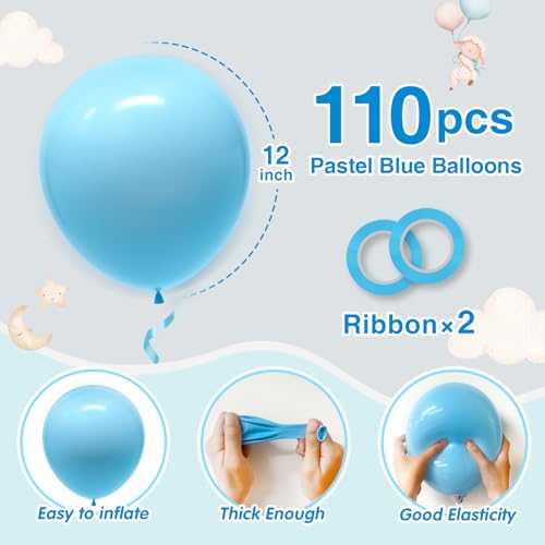 Light Blue 12 Inch Balloons Pastel Blue Latex 110pcs Party Decorations
