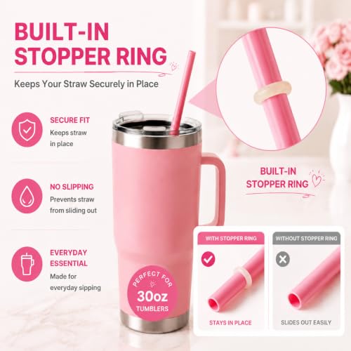 Bubrike 10.5" Reusable Replacement Straws for 30oz Tumblers - 16-Pack