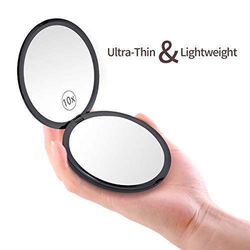 Gospire Black 4" Ultra-Thin Pocket Makeup Mirror 1X/10X