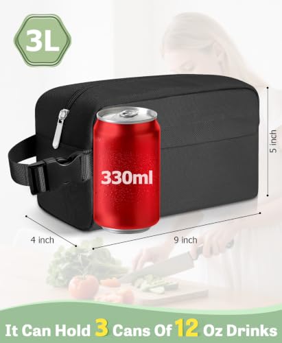 Neverwhy Insulated Small Lunch Bag, 3L Leak-Proof Snack Bag for School & Travel