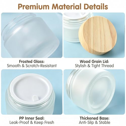 Ericotry 3-Pack 10ml Refillable Glass Cosmetic Jar Pots with Lids