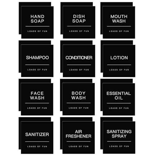 24 PCS Waterproof Bathroom Soap Labels, 2.6x2.6 Inch Minimalist Bottle Decals
