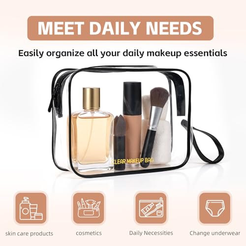 Icramsy Clear Makeup Bag 2-Pack TSA Approved Waterproof Toiletry Bag