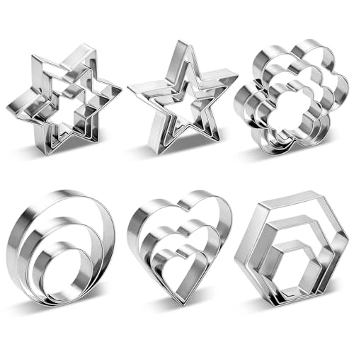Kukingdom Stainless Steel Cookie Cutter Set - 18 Piece Variety Pack