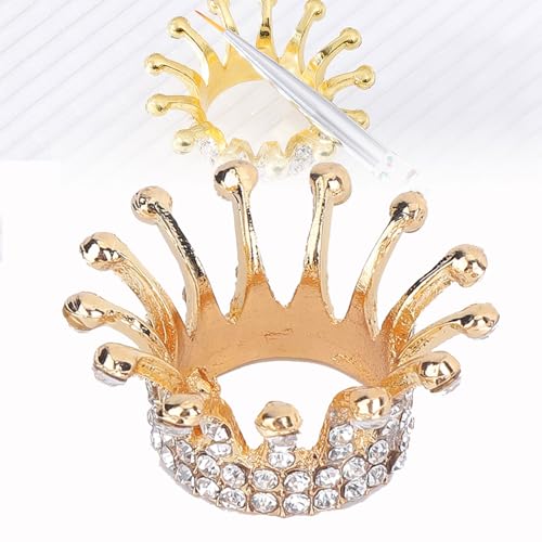 Betued Crown Nail Art Brush Holder 3# - Elegant Rhinestone Stand for Manicure Tools