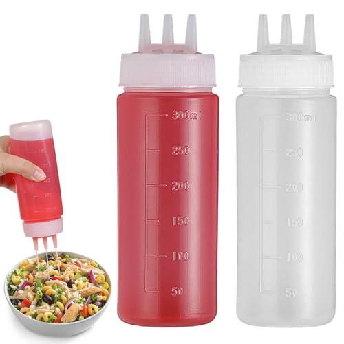 2-Pack Plastic Squeeze Bottles for Sauces & Condiments