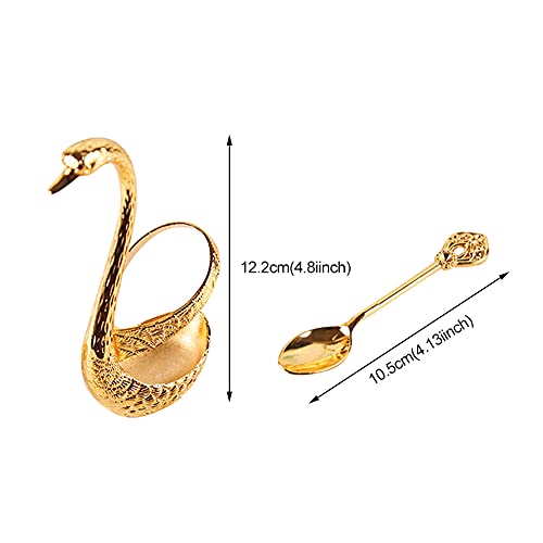 Frandilo Gold Swan Coffee Spoon Set with Holder - Elegant Kitchen Organizer