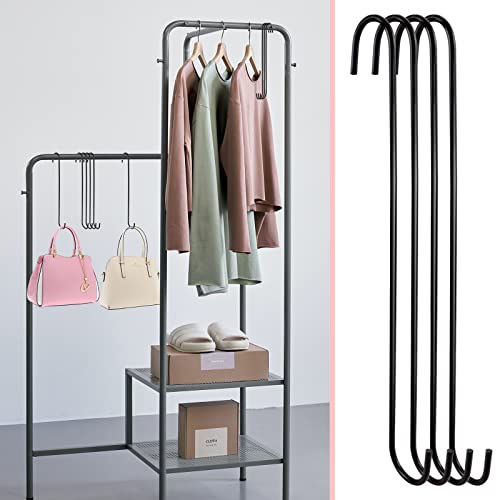 Bercoor Heavy Duty 11.8 Inch Black S Hooks - Large Plant & Kitchen Organizer