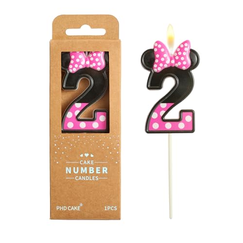 2.76 Inch Pink and Black Cartoon Number 2 Birthday Candle