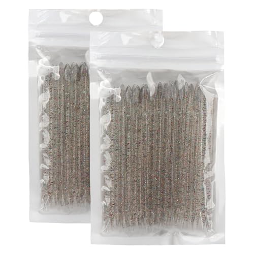 Mekupeu 100 Pcs Crystal Cuticle Pusher Sticks, Disposable Double-Sided Nail Art Remover and Cleaning Tools, Black Colorful