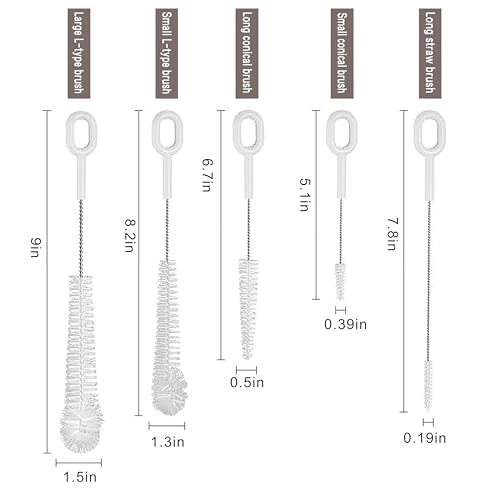 5-Piece Straw Cleaning Brush Set - Durable Stainless Steel for Cups & Bottles
