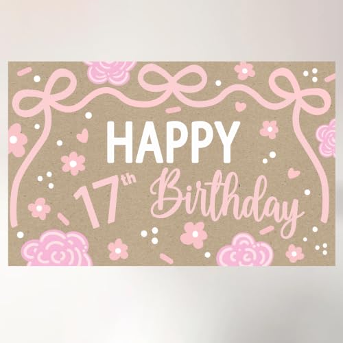 17th Birthday Backdrop - Elegant Waterproof Decoration for Girls
