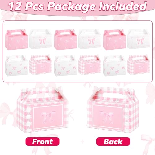 12 Pcs Pink Bow Gift Boxes for Birthday & Party Favors