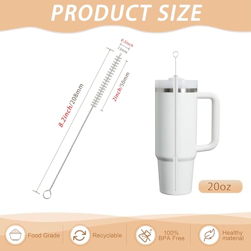 Reusable Straw Cleaner Brush Set - 2 Pack with Nylon Bristles