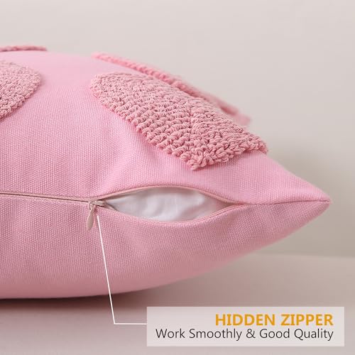 Pink Heart Love Throw Pillow Covers 18x18 Inch Set of 2 - KOOLIFE