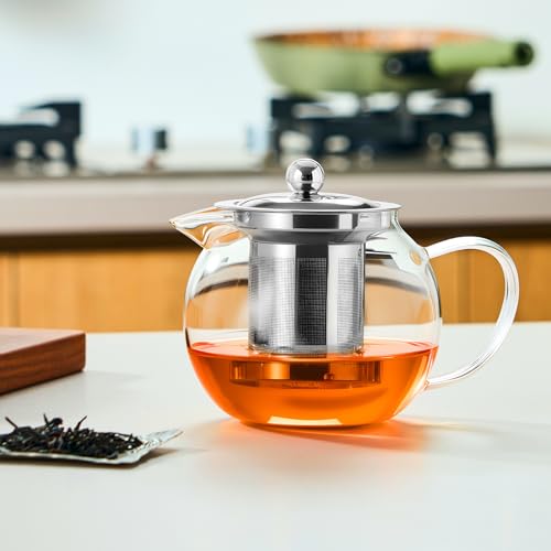 Baalaka 22 oz Glass Teapot with Removable Stainless Steel Infuser