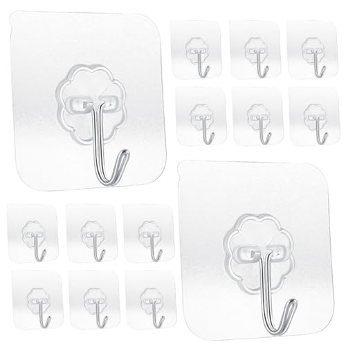 Transparent Heavy Duty Adhesive Hooks 14 Pack - 33 lb (15kg) Waterproof & Reusable