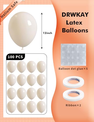 12-Inch White Latex Balloons 100 Pack for Weddings & Parties