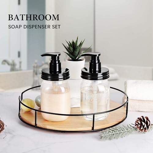 Amolliar 16oz Plastic Mason Jar Soap Dispenser Set - Black, 2 Pack