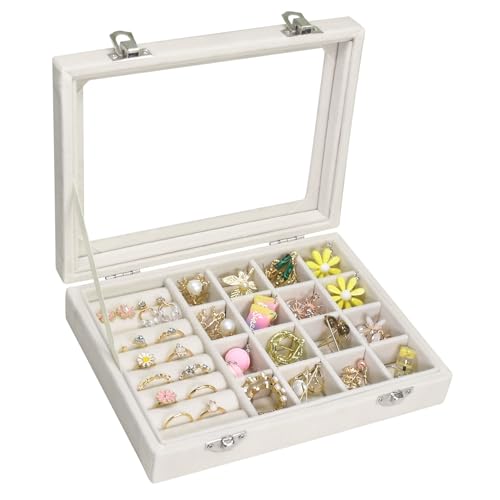 Vicoter Velvet Jewelry Organizer Tray, 7 Slot & 16 Grid Storage Box