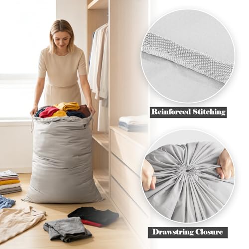 CANBOX Grey Heavy Duty Nylon Laundry Bag 28x40in - Large Storage Solution