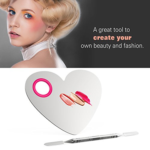 Luxspire Stainless Steel Makeup Mixing Palette with Spatula for Foundation and Cosmetics