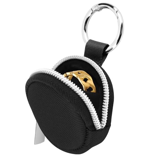 Homakover Portable Ring Organizer Case - Black Keychain Jewelry Holder