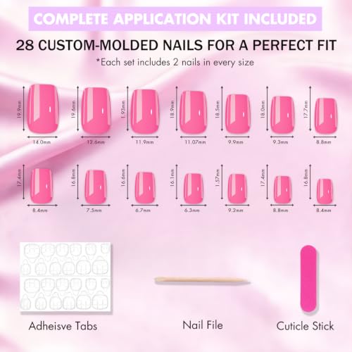 JOYVVEW Deep Gray Press On Nails Medium Square Glossy Fake Nails Set
