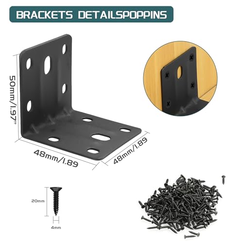 Alise 10 Pack Heavy Duty Black L Brackets 2x2in for Furniture