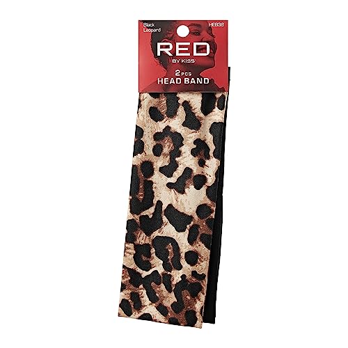 Red by Kiss Wide Stretchy Headbands for Women 2-Pack - Black & Leopard