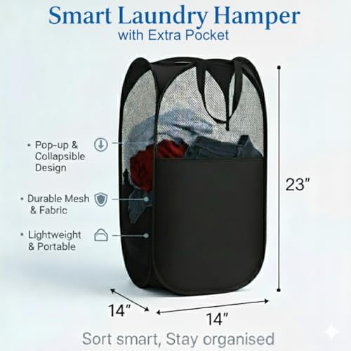 Grofur 2-in-1 XL Over-the-Door Laundry Hamper with Pop-Up Mesh Basket