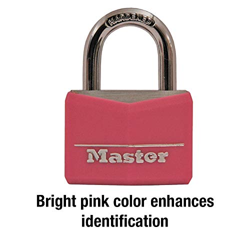 Master Lock Pink Gym Locker Padlock - Keyed, 1-9/16" Body