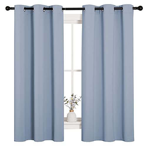 NICETOWN Vintage Blue Blackout Curtains 42"W x 63"L - 2 Panels