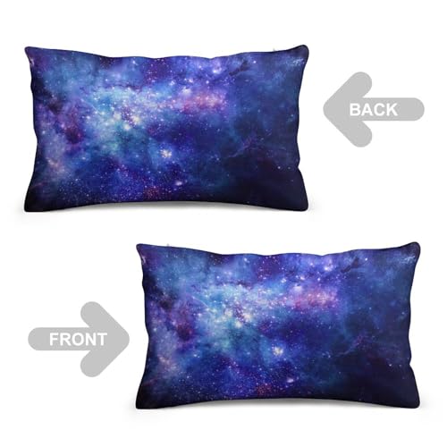 Galaxy Lumbar Pillow Cover 20x30" - Blue Purple Nebula Design