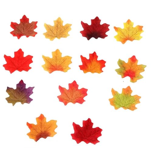 Luvhua 100 Pcs Odor-Free Artificial Maple Leaves - 16 Mixed Colors, 8cm