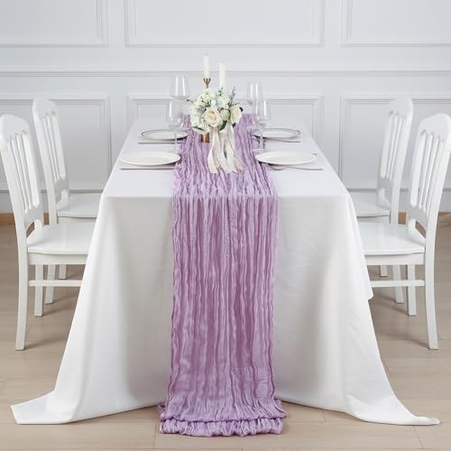 Lilac Purple Cheesecloth Table Runner 120 Inch Boho Wedding Decor - 8 Pack