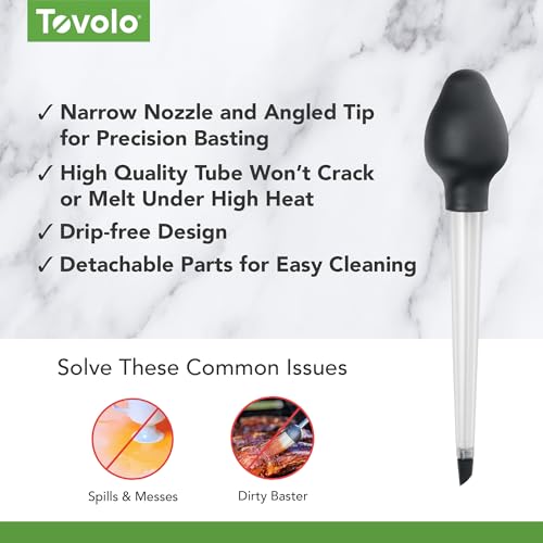 Tovolo Dripless Turkey Baster with Cleaning Brush - Heat Resistant Tritan