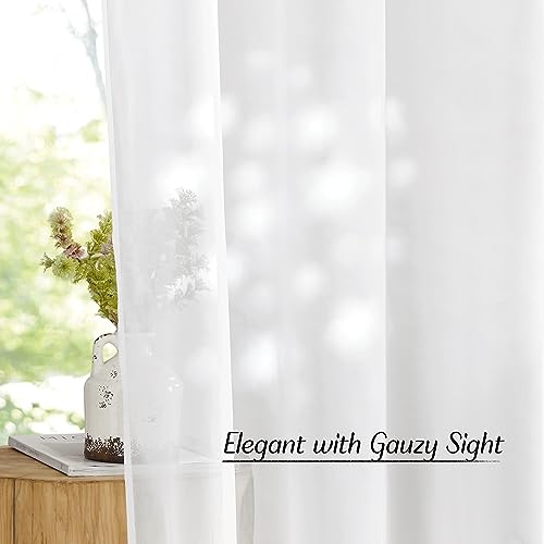 NICETOWN Ivory Sheer Curtains 108 Inches Long, Grommet Top Voile Panels - 2 Pack