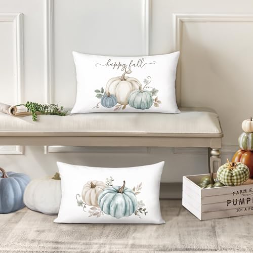 Bonhause 12x20 Inch Fall Pumpkin Lumbar Pillow Covers, Set of 2