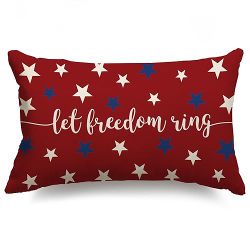 Patriotic 4th of July Pillow Cover 12x20 - Let Freedom Ring