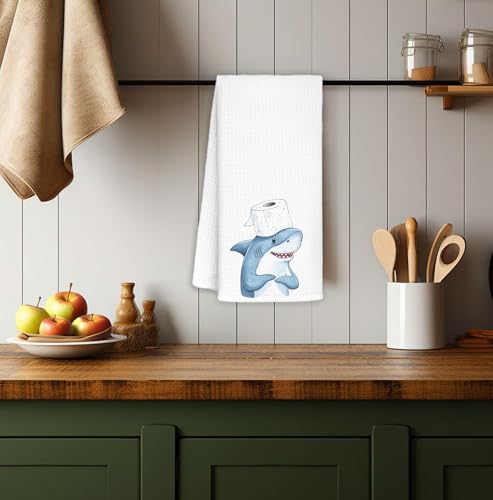 Funny Shark Hand Towels for Kids - 16x24 Inch Decorative Drying Cloth