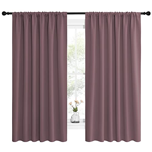 NICETOWN Blackout Curtains, Rod Pocket Thermal Drapes - Dry Rose, 62x63 In