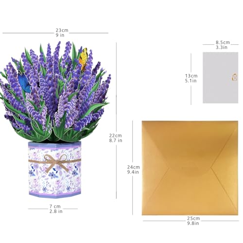 3D Lavender Flower Bouquet Pop-Up Greeting Card for All Occasions