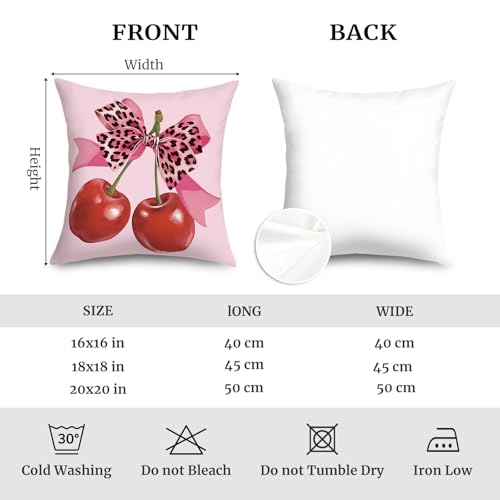 Set of 2 Pink Bow Leopard Velvet Throw Pillow Covers - 18x18