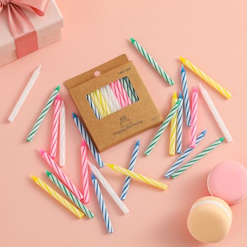 144-Count Classic Spiral Birthday Candles - Multicolored Party Candles for Cakes & Cupcakes